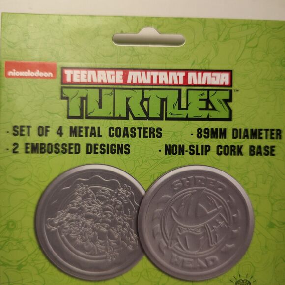 Teenage Mutant Ninja Turtles Metal Coasters Official Set Of 4 TMNT Drinkware - Picture 2 of 4